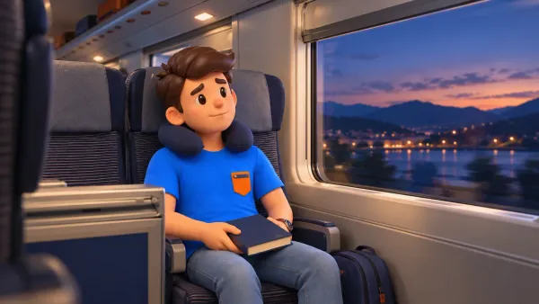 Traveller in the Easy seating carriage of Intercity Notte