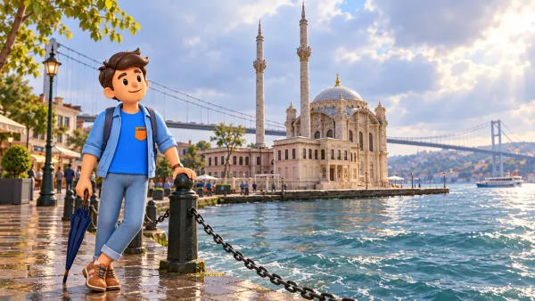 Traveller by Ortaköy Mosque on the Bosphorus